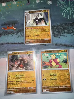 3x Pokemon Shiny Cards Garganacl 104/182, Ting-lu 109/182 And Mienfoo 096/182 - Image 1