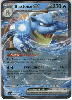 Blastoise ex 30/142 Double Rare Stellar Crown Pokemon Holo NM - Image 1