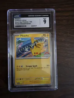 Pokemon TCG Black Star Promo Pikachu #190 2024 World Championships CGC Grade 9 - Image 1