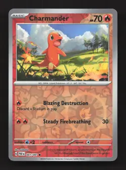 Charmander 007/091 Common Paldean Fates Pokemon Reverse Holo Lightly Played - Image 1