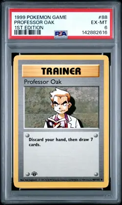 1999 POKEMON BASE SET 1ST EDITION #88 PROFESSOR OAK PSA 6 - Image 1