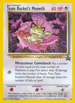 Pokemon Team Rocket's Meowth (18/58) Wizards Black Star Promos HP- - Image 1