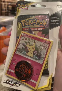 Pokemon TCG Sun and Moon Team Up Mimikyu Promo Blister Pack Booster SM163 Sealed - Image 2