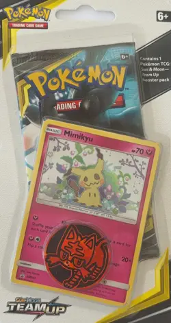 Pokemon Team Up Blister Pack Mimikyu SM163 Sealed Sun & Moon Booster Rare - Image 2