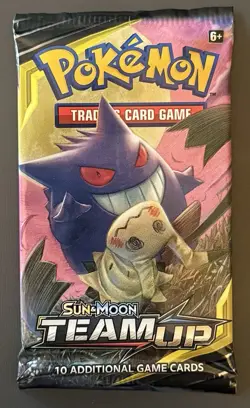 Pokemon Sun & Moon Team Up Booster Pack Sealed Gengar Mimikyu Art [Box Fresh] - Image 1