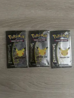 Pokemon Cards Celebrations EMPTY artwork Packs X3 With Bonus Gift - Image 1