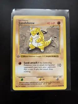 Pokemon Sandshrew Base Set Shadowless 1st Edition Common Card 062/102 40 HP - Image 1