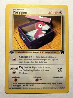 Porygon 48/82 1st Edition - Team Rocket Set 2000 Pokemon TCG Vintage Card NM - Image 1