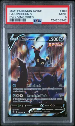 Umbreon V 189/203 Full Art Sword & Shield Evolving Skies #189 MINT PSA 9 - Image 1