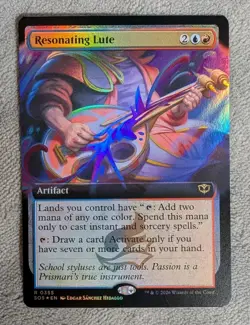 Resonating Lute Foil 355 MTG Secrets of Strixhaven - Extended Art - Image 1