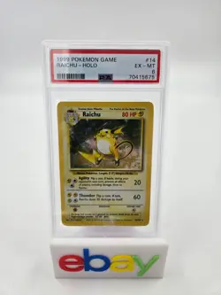 1999 Pokemon Game Raichu - Holo 14/102 Base Set PSA 6 EX-MT - Image 1
