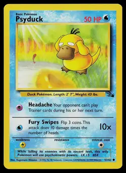 Pokemon Card Fossil Psyduck 53/62 Common - Image 1