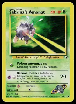 Pokemon Card Gym Heroes Sabrina's Venonat 96/132 Unlimited Common - Image 1