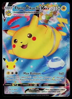 Pokemon Card Celebrations Flying Pikachu VMAX 007/025 Rare VMAX Holo Stamped - Image 1
