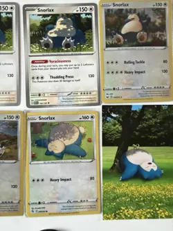 Assorted Pokemon Snorlax Art Lot 14 Cards NM Pokemon Go Holo, Coins, Tin - Image 5