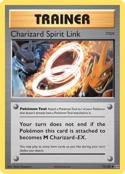 CHARIZARD SPIRIT LINK 75/108 UC EVOLUTIONS POKEMON NM/M CHARIZARD SPIRIT LINK - Image 1