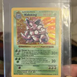 Pokemon TCG Nidoking Base Set Shadowless Holo Rare Unlimited 11/102 90 HP - Image 1