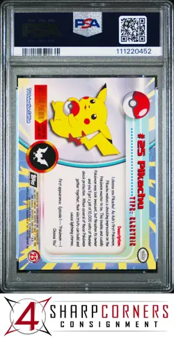 1999 TOPPS POKEMON TV RAINBOW FOIL #25 PIKACHU PSA 8 - Image 2