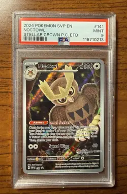 Pokemon Center Stamp Promo Noctowl 141 Stellar Crown ETB SVP EN | PSA 9 Mint - Image 1