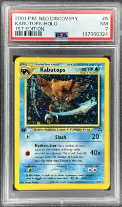 2001 Pokemon Neo Discovery Kabutops 1st Edition Holo Rare #6/75 (PSA 7) - Image 1