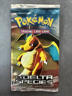 Pokemon EX Delta Species Booster Pack Wrapper EMPTY Opened - Dragonite Artwork - Image 1