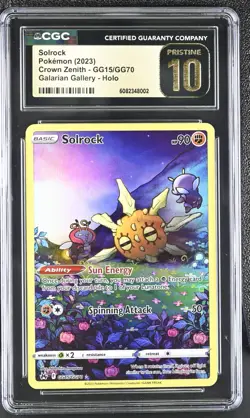2023 POKEMON SWORD & SHIELD CROWN ZENITH #GG15 FULL ART/SOLROCK CGC 10 PRISTINE - Image 1