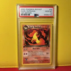 2000 Pokemon Team Rocket 1st Edition #44/82 Dark Rapidash PSA 10 GEM MINT - Image 1