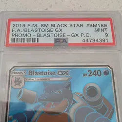 Pokemon Blastoise GX SM Black Star Promo Full Art Holo PSA 9 SM189 2019 English - Image 4