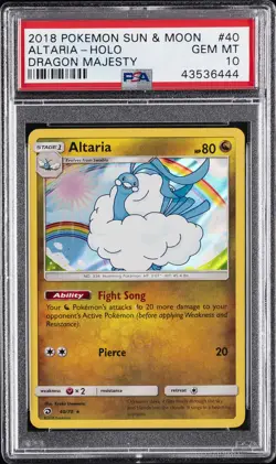 2018 POKEMON SUN & MOON DRAGON MAJESTY #40 ALTARIA-HOLO PSA 10 - Image 1
