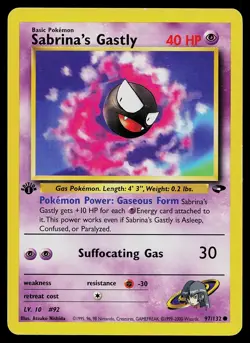 Pokemon Card Sabrina's Gastly 97/132 Gym Challenge 1st Edition - Image 1