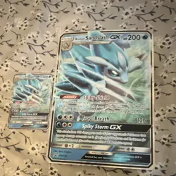 Pokemon Alolan Sandslash GX Holo Card Lot SM2316 Standard & Oversized - 2 Cards - Image 1