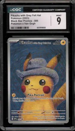 Pokemon Pikachu with Grey Felt Hat Van Gogh Full Art Promo SVP EN 085 CGC 9 Mint - Image 1