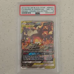 Pokemon Reshiram & Charizard GX SM Black Star Promo PSA 8 SM201 2019 English - Image 1