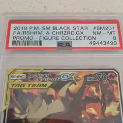 Pokemon Reshiram & Charizard GX SM Black Star Promo PSA 8 SM201 2019 English - Image 4