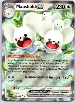 POKEMON TCG MAUSHOLD EX 155/182 PAR DOUBLE RARE PARADOX RIFT POKEMON ENGLISH - Image 1