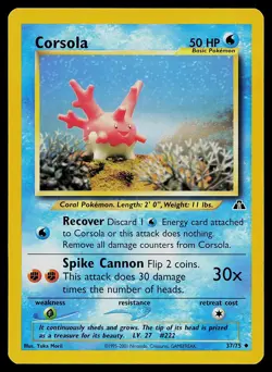 Pokemon Card Neo Discovery Corsola 37/75 Uncommon - Image 1