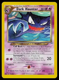 Pokemon Card Neo Destiny Dark Haunter 36/105 Uncommon - Image 1