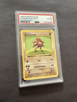 Pokemon Hitmonchan Shadowless Holo Rare Base Set 7/102 PSA 4 (1999) - Image 1