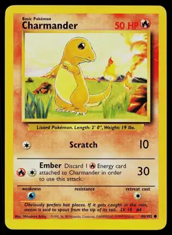 Pokemon Card Base Set Unlimited Charmander 46/102 Common - Image 1