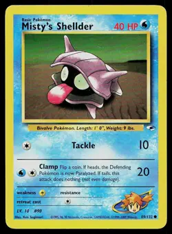 Pokemon Card Gym Heroes Misty's Shellder 89/132 Unlimited Common - Image 1