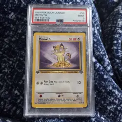 1999 POKEMON JUNGLE 1ST ED #56 MEOWTH PSA 9 - Image 1