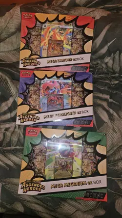 Pokemon TCG - Ascended Heroes Mega Feraligatr, Meganium, Emboar ex box sealed - Image 1
