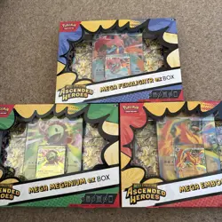 Pokemon TCG Ascended Heroes Mega Feraligatr Meganium Emboar EX Box Bundle Sealed - Image 1