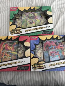 Pokemon TCG: Ascended Heroes Mega Feraligatr , Meganium , Emboar Ex Box. Sealed - Image 1
