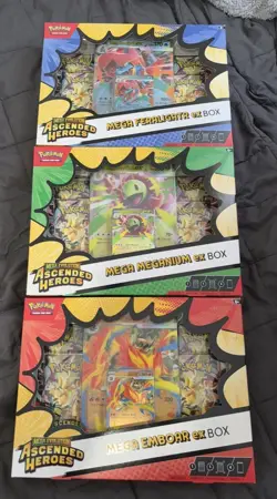 Pokemon TCG - Ascended Heroes Mega Feraligatr, Meganium, Emboar ex box sealed - Image 1