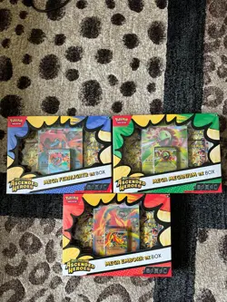 3 Pokemon TCG Ascended Heroes Mega ex Box Bundle Feraligatr Emboar Meganium New - Image 1