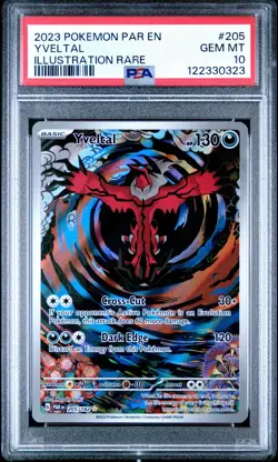 Pokemon TCG Yveltal 205/182 Paradox Rift Illustration Rare PSA 10 Gem Mint - Image 1