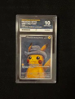 ACE 10 Pikachu Grey Felt Hat 085 - Pokemon Van Gogh promo Perfect Sub-Grades - Image 1