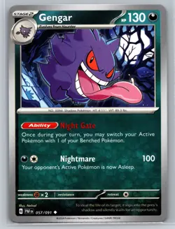 Gengar 057/091 Paldean Fates Psychic Stage 2 Night Gate Pokemon TCG Card - Image 1