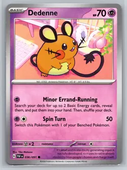 Dedenne 036/091 Paldean Fates Common Psychic Type Pokemon Card Spin Turn 2024 - Image 1
